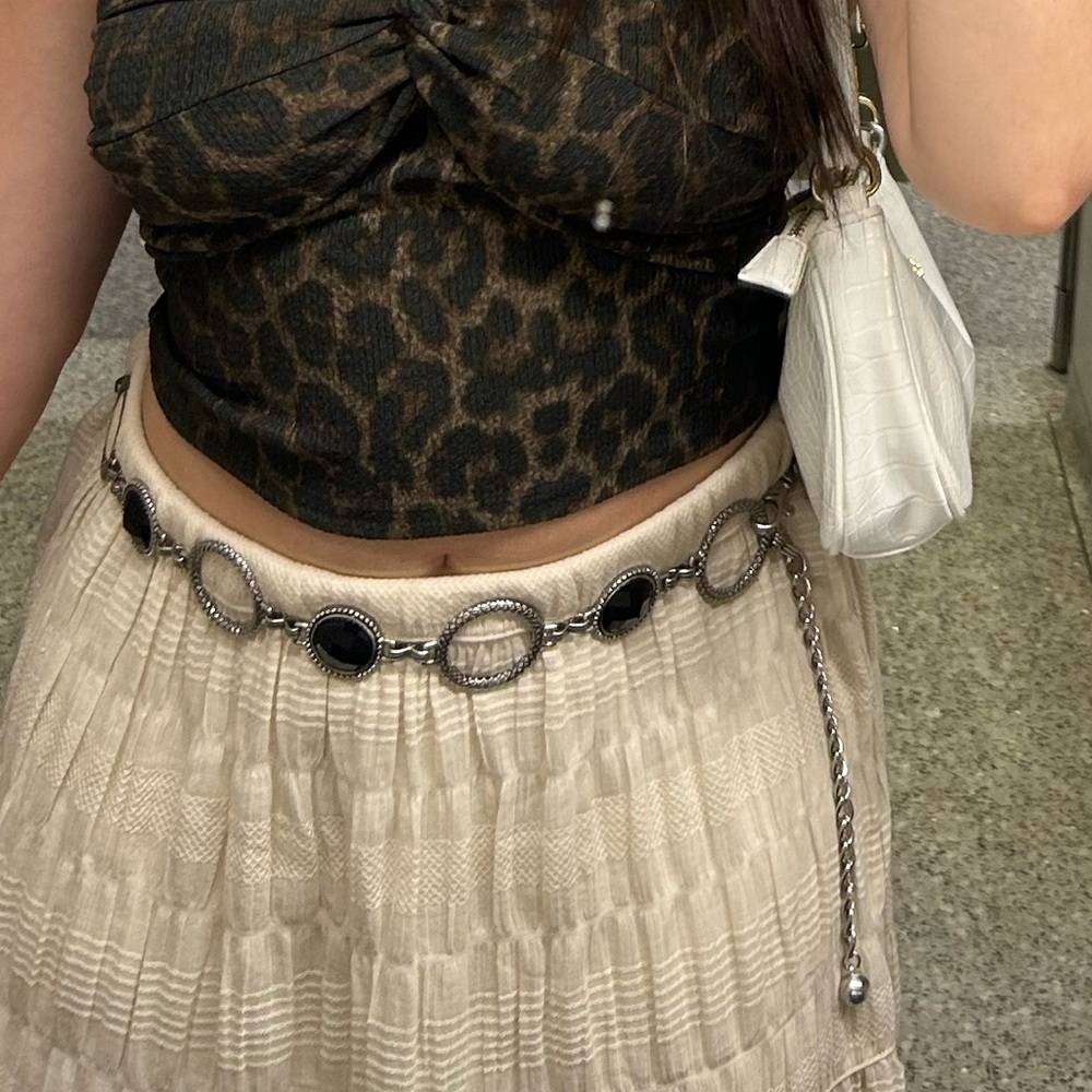 Silver and black Festival chain / festival belt - Picture 2 of 13